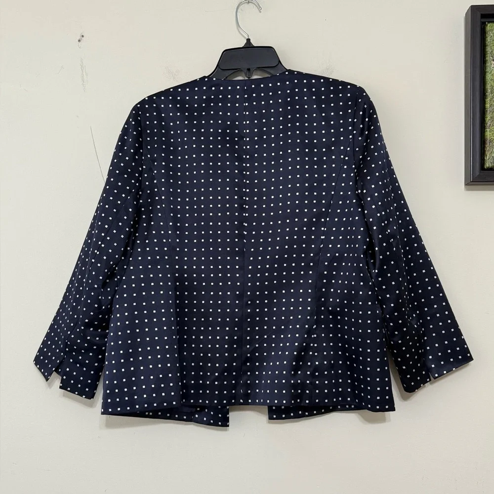 Pendleton Silk Blend Jacket Go Graphic Blazer Lightweight Pocket Navy Size 12